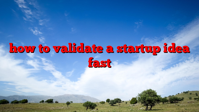 how to validate a startup idea fast